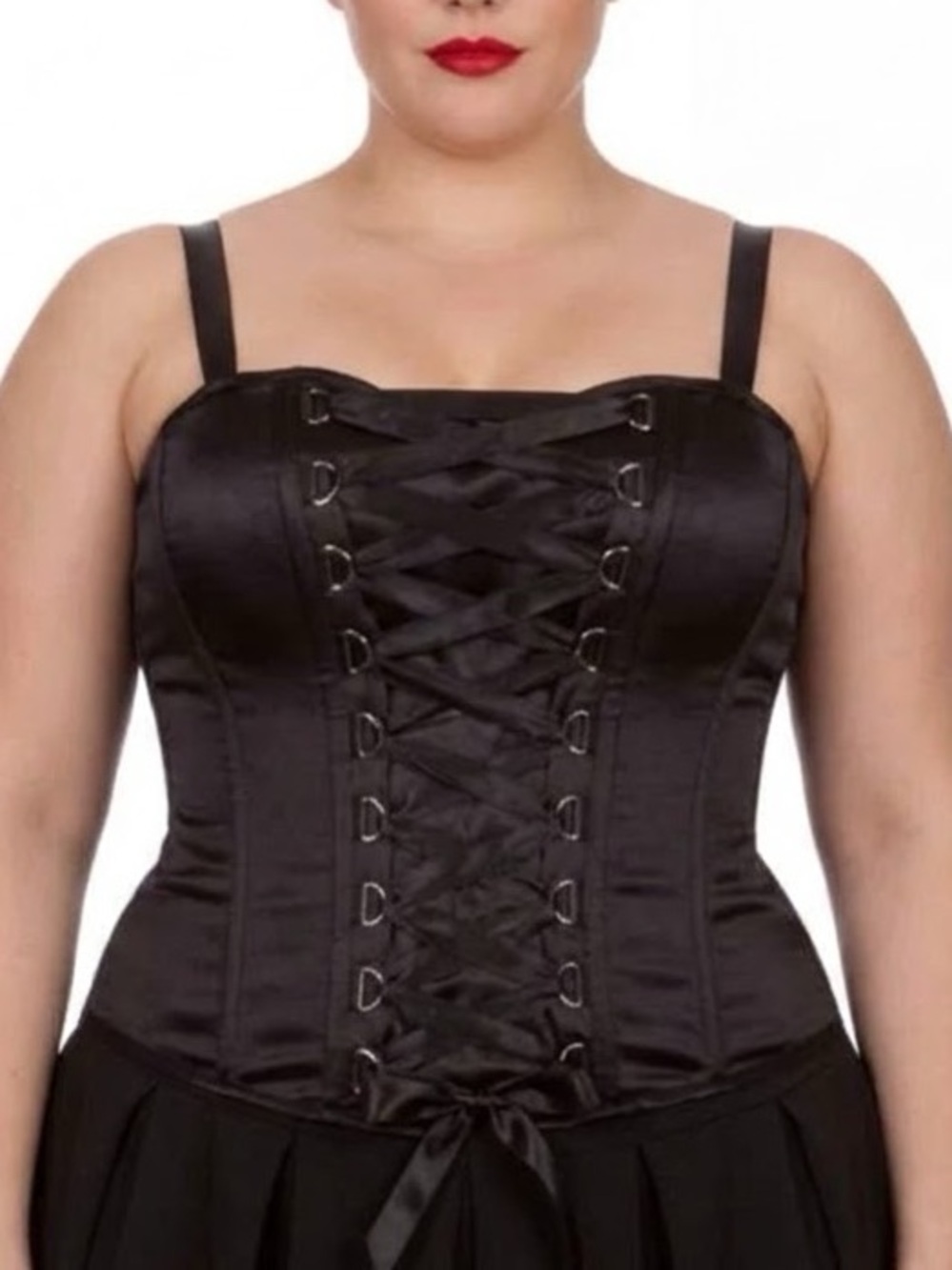 Spirit Halloween Front Lace-Up Corset Black Top 1X Goth Whimsigoth Cyber Y2K NWT